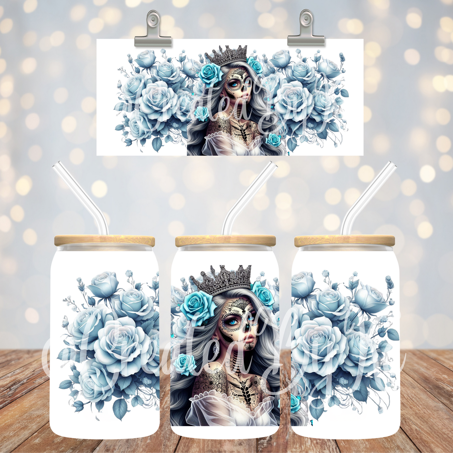 Light blue sugar skull