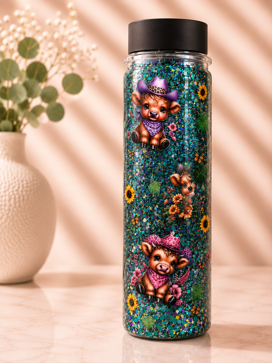 Tall Snow Globe Drink Bottle *BLACK LIDS*
