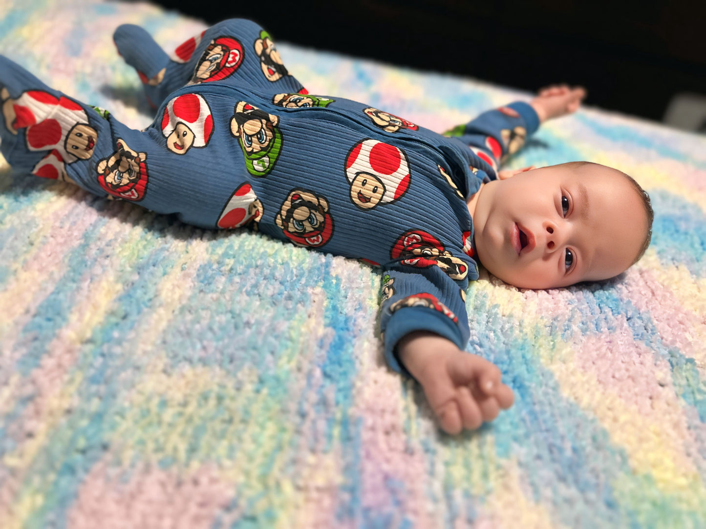 crochet baby blanket Pastel Rainbow