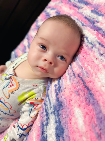 crochet baby blankets Purple, Pink & White