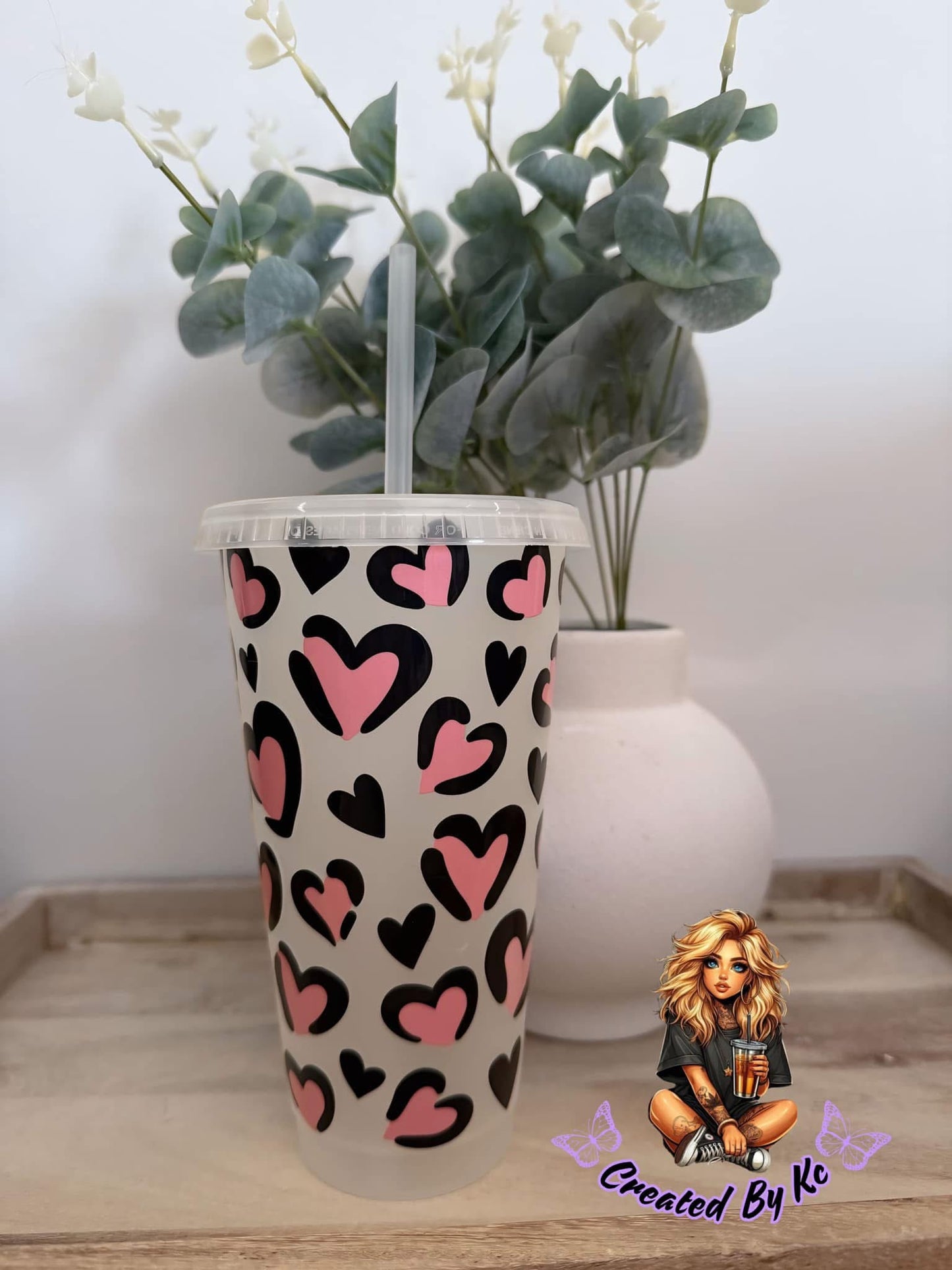 Pink heart cold cup