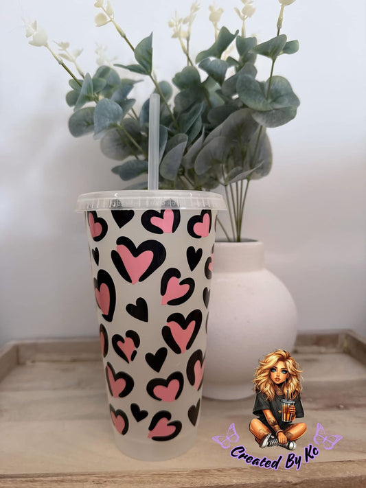 Pink heart cold cup