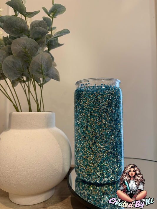 16oz Teal & Gold Acrylic Bubble Cup
